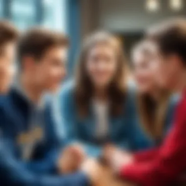 A group of teenagers engaging in a supportive conversation