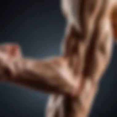 Close-up of a stretched muscle demonstrating the benefits of flexibility