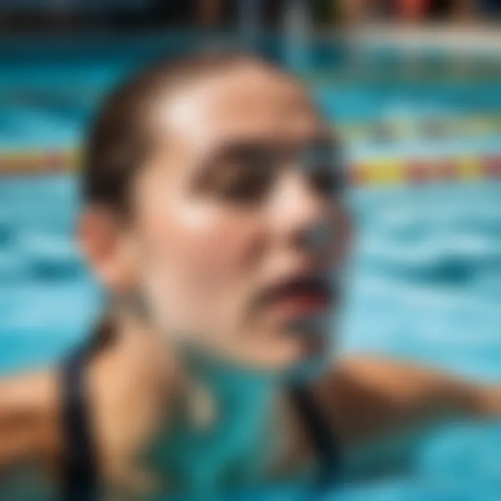 Swimmer practicing breathing drills in a pool.