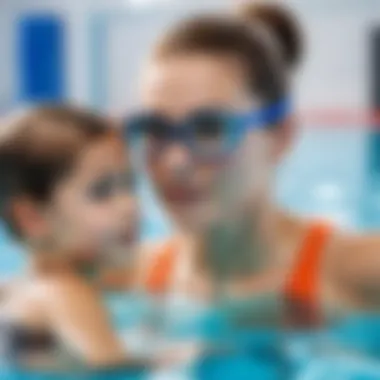 Swimming instructor demonstrating techniques