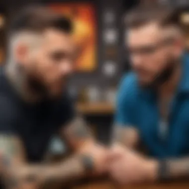 Tattoo artist discussing options with a client