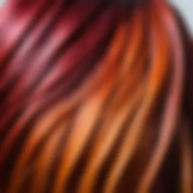 A close-up of temporary hair dye application on strands