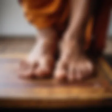 Close-up of feet on a Sadhu board