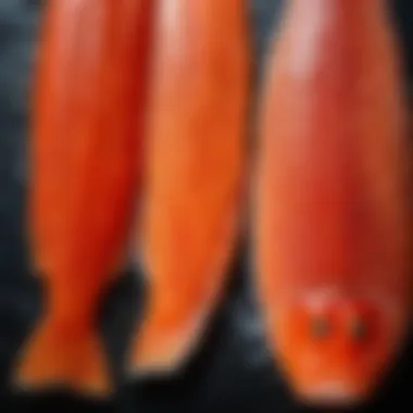 Texture comparison of cured and uncured red fish.