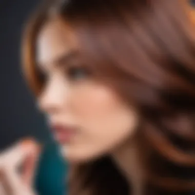 Close-up of a person contemplating hair color choices.