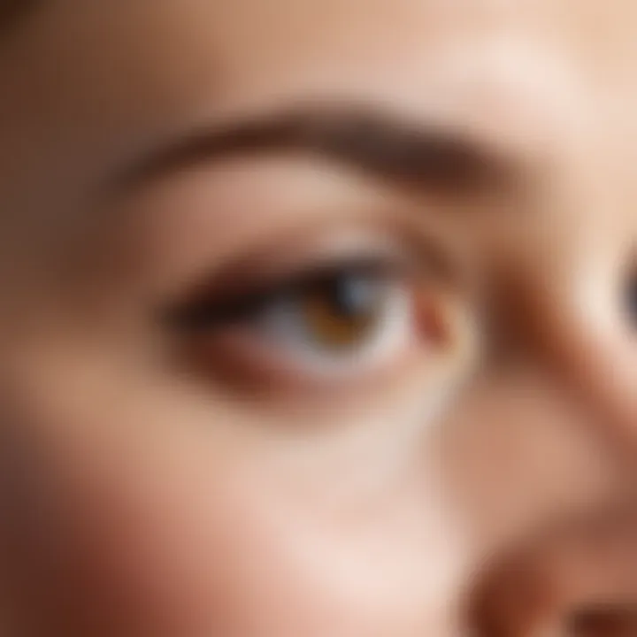 Close-up of under-eye bags highlighting skin texture