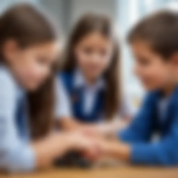 A group of children collaborating on a project