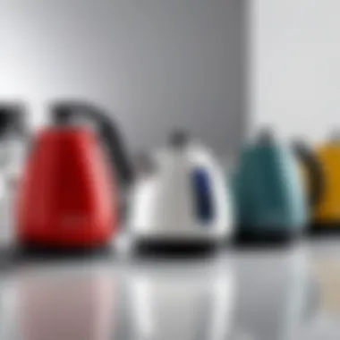 Various types of electric kettles lined up