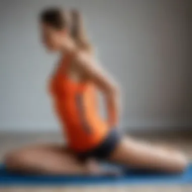 Demonstration of a yoga pose emphasizing spinal alignment