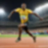 Usain Bolt in action during a sprint