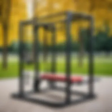 Variety of street workout apparatus arranged in a park