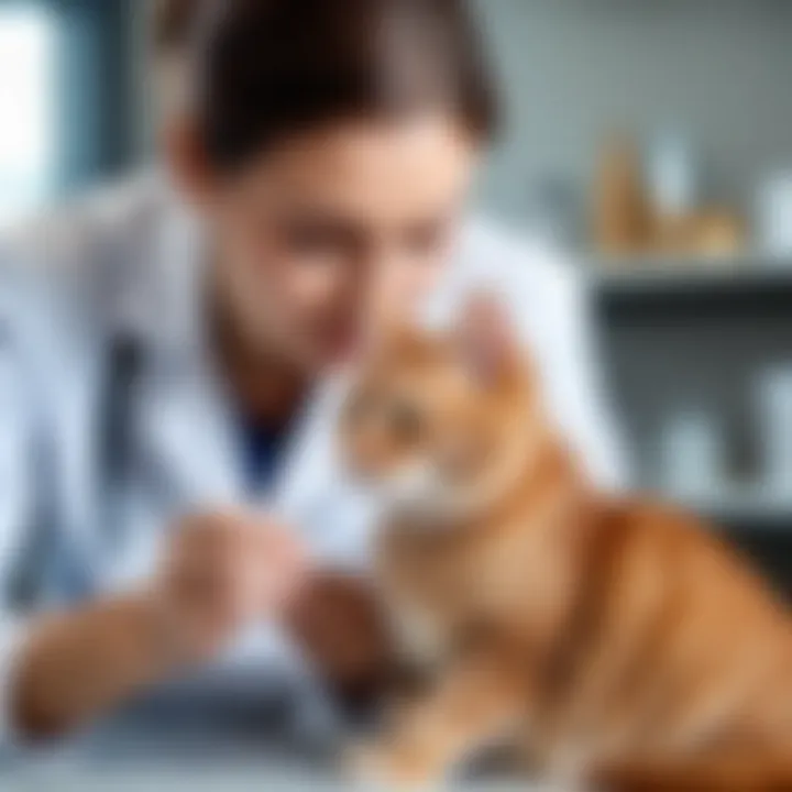 Veterinarian examining a cat