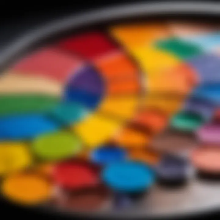 Close-up of vibrant colors on an artist's palette