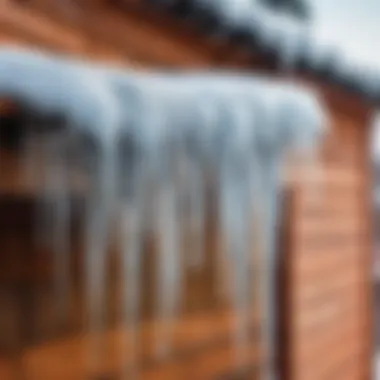 Icicles forming along the edge of the roof