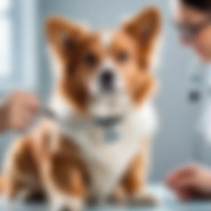 Veterinarian examining a dog's health with a stethoscope.