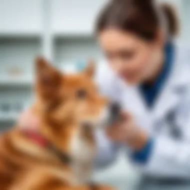 Veterinarian examining a dog