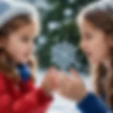 Children engaging in a snowflake observation experiment