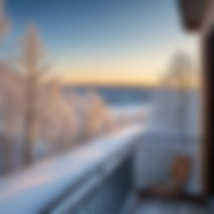 Winter landscape view from a balcony