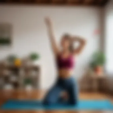 A woman engaged in yoga at home